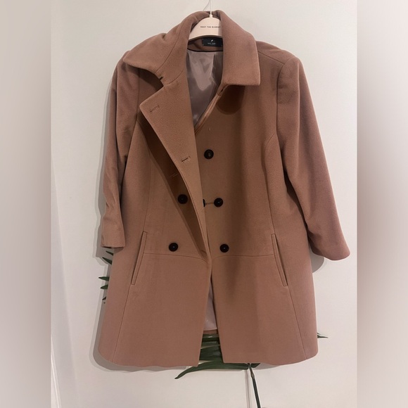 Mauve wool blend women’s coat - Picture 4 of 5